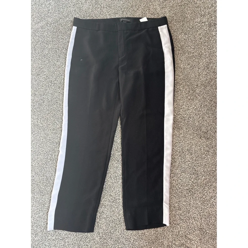Banana‎ Republic Black White Stripe Career Pants Trousers Business Size 8